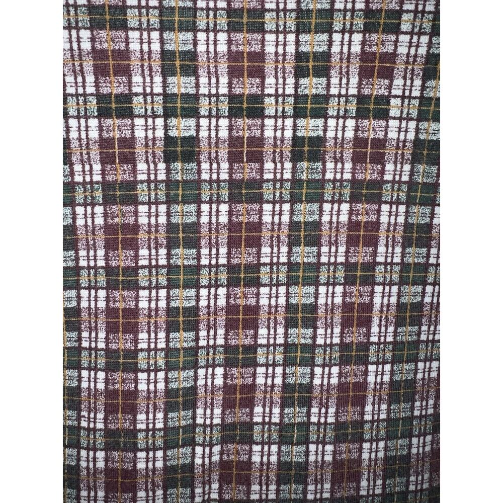 Vtg Miss Juli Bodysuit Top Leotard Purple Green Plaid Faux Pearl Buttons -Sz M - Picture 2 of 10